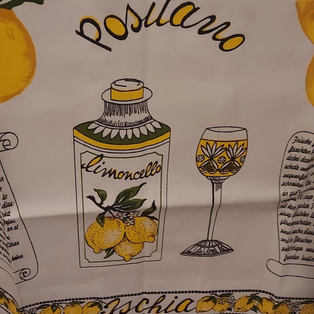 Italian Dish Towel Tea Towel Wall Hanging Lemon Limoncello Theme